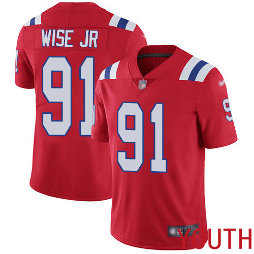 New England Patriots Football 91 Vapor Limited Red Youth Deatrich Wise Jr Alternate NFL Jersey